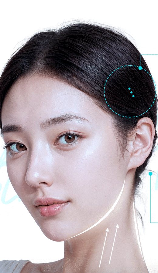 투명V 고정 위치(두피 속) 표시 얼굴